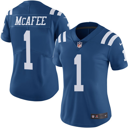 Indianapolis Colts #1 Limited Pat McAfee Royal Blue Nike NFL Women Rush Vapor Untouchable Jersey->indianapolis colts->NFL Jersey